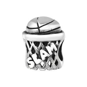 Sterling Silver Basketball Charm Bead - Hoops Enthusiast Gift